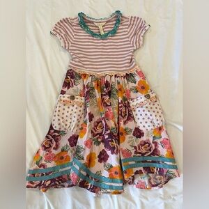 Matilda Jane Striped and Floral Kids Dress - Pink and Purple